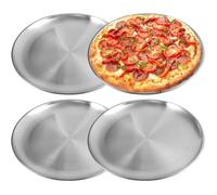 4Pcs 30cm Plaque Pizza Four, Plats Ronds en Acier Inoxydable, Résistant aux Températures élevées et Facile à Nettoyer pour Cuisson