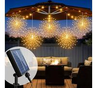 4PCS Artifice Lumière,360 LEDs Lumières de Fée de Noël, Lumiere Jardin,Lampe Solaire Exterieur Jardin, 8 Modes IP65 Étanche Lumière Ficelle Pour Intérieure Extérieure Décoration- Blanc Chaud