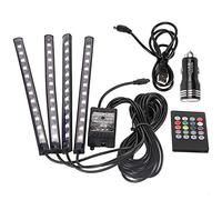 4pcs bande lumineuse LED de voiture, lumière intérieure multicolore 48 LED multicolore lumière intérieure de voiture de musique
