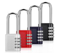 4Pcs Cadenas à Code à Anse Longue 4 Chiffres - Métallique Lourde pour Porte Extérieure, Casier, Valise, Hangar (Style A)