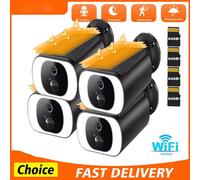 4PCS caméra de surveillance extérieure batterie solaire - 2K caméra de surveillance extérieure WLAN Outdoor sans fil panneau solaire 64GB