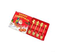 4pcs Christmas Spoon Set Stainless Steel Festive Handle(Gold)