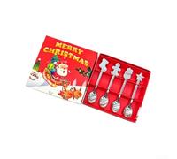 4pcs Christmas Spoon Set Stainless Steel Festive(Silver)