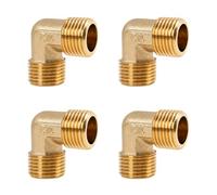 4PCS Coudés en Laiton 90° 1/2" AG x 1/2" AG, Raccord d'Angle en Laiton pour Tuyaux, Coude Coudé à 90° pour Installations Sanitaires, Eau Potable et Chauffage, Filetage Précis et Durable