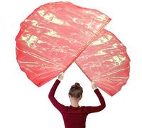 4pcs Drapeau de Danse, 140 cm Drapeaux de Danse de Louange avec Bâton Télescopique Demi-Cercle Bannières de Culte Drapeaux de Culte pour Église de Danse pour Enfants Adultes (Rouge Vif Transparent)