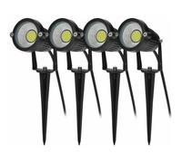 4PCS Éclairage Extérieur à Piquer COB 5W 220V IP65 Étanche Orientable Projecteur Spot Led Lampe de Jardin Éclairage