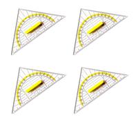 4Pcs Equerre Ecole Rapporteur, 15.5 cm Triangle De Géométrie Transparent, 2 en 1 Règle de Rapporteur Kit en Plastique pour Etudiants Bureau Maths, Requerre Equerre Charpentier Jaune avec Poignée