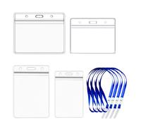 4pcs étiquettes de protection en plastique transparent en forme de carte d'identité porte-cartes d'identité et cordons à cols 4pcs avec crochet pivotant