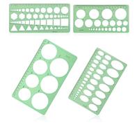 4pcs Gabarits de Cercle pour Dessin, Outil de Dessin en Plastique Divers Pochoirs Géométriques Ronds et Ovales Règle de Coffrage Outil de Mesure pour Dessins Scolaires de Bureau (Vert)