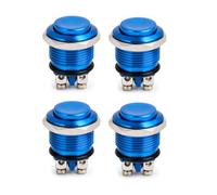 4PCS Interrupteur à Bouton Poussoir 220V, Auto-Réinitialisation, Mini Bouton Poussoir en Métal 16 mm, Momentané NO/NF Pour Industrie, Automatisme, Sonnette, Bleu, Acier Inoxydable Durable