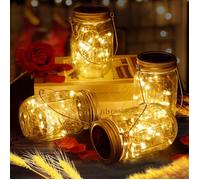4PCS Lanterne Solaire Exterieur Jardin,30 LED Lanterne Lampe Solaire Exterieur,IP65 Imperméable à l'eau Mason Jar Lampes,Lampe