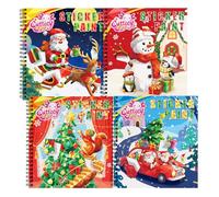 4pcs Livre de Stickers de Noël pour Enfants à partir de 4-8 ans, Livre de Stickers à Colorier avec Histoires, Cahier de Stickers pour Enfants pour Améliorer l'Intelligence, Activité Aéroplane pour les