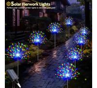 4pcs Lumières de jardin solaires Lumières solaires extérieures imperméables Scintillement 8 modes d'éclairage Lumières solaires alimentées par énergie solaire Feu d'artifice Lumières de piquet 60/150/