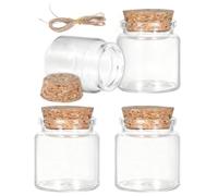 4PCS Mini Flacons en Verre 50 ml avec Bouchon en Liège, Bouteilles Ficelle | Transparentes avec pour DIY, Décoration de Mariage, Pot à Épices, Confiture et Cadeaux Réutilisables Écologiques