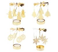 4Pcs Photophore, Porte-Bougies À Réchaud Bougeoir Bougie Chauffe-Plat Carrousel Bougeoirs Chandelier Noel, Chandelier En Métal Idéal Pour Les Mariages, Décoration De Maison, Table Et De Cadeaux
