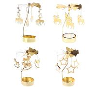 4Pcs Photophore, Porte-Bougies À Réchaud Bougeoir Bougie Chauffe-Plat Carrousel Bougeoirs Chandelier Noel, Chandelier En Métal Idéal Pour Les Mariages, Décoration De Maison, Table Et De Cadeaux