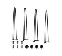 4PCS Pieds de Table Epingle à Cheveux Bureau Meuble 71cm Acier Massif Noir