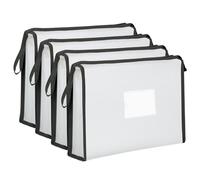 4PCS Pochette Plastique A4,Pochettes Porte-document Extensible Fichier,Noir | pour L'école/Travail/Bureau