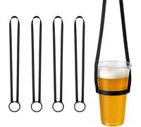 4PCS Porte-Verres à Vin à Suspendre 1,5 x 90 cm, Porte-Gobelets Élastiques avec Sangle, pour Festivals, Concerts, Enterrement de Vie de Jeune Fille et Camping