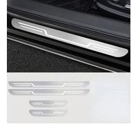 4pcs protections de seuil de porte - Acier inoxydable brossé - Anti-rayures et antidérapantes - pour voiture, protection intérieure