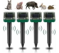 4pcs répulsifs solaires - Ultrasons anti-rats, serpents, sangliers - Étanches IP65 - Pour jardin, cour et champ