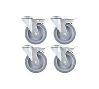 vidaXL 4pcs Roulettes pivotantes à trou de boulon à double frein 100mm G