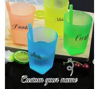 4pcs/Set Gobelets d'eau en plastique personnalisés avec pailles intégrées, 12.17oz Gobelets à boire portables, couleurs aléatoires, parfaits pour les fêtes et les réunions familiales Vert 1 pièce,Jaun