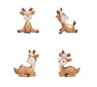 4pcs Statue de cerf ornements Figurines de cerf artisanat mignon faon biche ornement en résine décoration de maison décoration de gâteau fête décoration de bureau poupée de voiture Sculpture de cerf