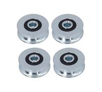 4Pcs U Groove Track Guide Roulement U Type Groove Poulie Guide Roulement Roulement Roue à Rouleaux 40mm Diamètre Extérieur 8mm Trou Central Dia Acier Allié