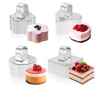 4Pièces Cercle a Patisserie, Emporte Piece Patisserie Forme de Rond Carré Fleur Coeur, Moule Gateau Cercle Tartelette Cuisson Anneau à Gâteau Moules à Mousse Anneaux à Dessert pour Mini Gâteau Mousse