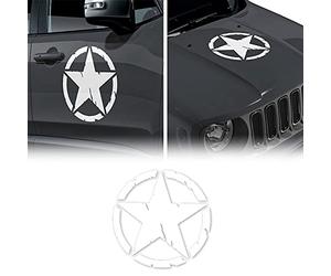4R Quattroerre.it 17112 Autocollant Army Star pour Jeep Renegade, Diamètre 33 cm, Blanc, 2 Pièces