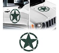 4R Quattroerre.it 17115 Autocollant Army Star pour Jeep Renegade, Diamètre 33 cm, Vert Militaire, 2 Pièces