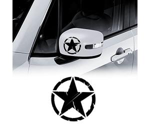 4R Quattroerre.it 17117 Autocollant Army Star pour Jeep Renegade, Diamètre 9 cm, Noir Brillant, 2 Pièces