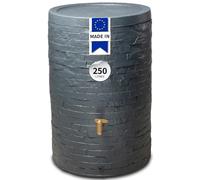 4rain ARONDO Récupérateur d’Eau de Pluie 250L Graphite PE | Réservoir de Stockage Robuste, Cuve Durable, Imitation Laiton, Couvercle Pratique et esthétique