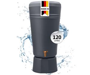 4rain AZURA 2in1 réservoir d’eau de pluie 120 litres gris graphite in ac à plantes et support
