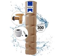 4rain BASIC cuve murale kit complet 300 L, taupe avec robinet de vidange en plastique et raccord de descente