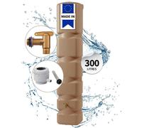 4rain BASIC cuve murale kit complet 300 L, taupe avec robinet de vidange en plastique et raccord de descente
