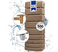 4rain Kit Cuve Murale SLIM 500 L taupe avec Robinet PE Imitation laiton, Collecteur Filtrant Eco gris