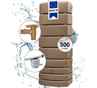 4rain Kit cuve murale SLIM 500L taupe avec robinet PE imitation laiton, collecteur filtrant eco gris - idéale pour une gestion durable de l'eau