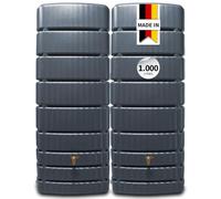 4rain Kit de réservoir Mural Slim, 1000 l, Graphite Grey, 2x500 litres | Avec connecteur