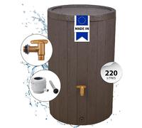 4rain Kit Réservoir MADERA 220 L, marron incl. robinet de vidange en plastique et raccord de descente