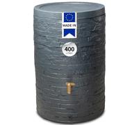 4rain Réservoir ARONDO 400 L graphite avec robinet PE imitation laiton et couvercle