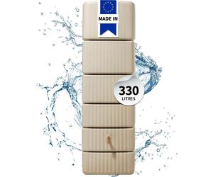 4rain récupérateur d'eau mural SLIM 330L sable avec robinet PE imitation laiton - Compact et élégant pour une collecte efficace