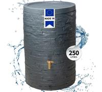 4rain Réservoir ARONDO 250 L graphite avec robinet PE imitation laiton et couvercle