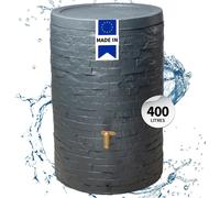 4rain Réservoir ARONDO 400L graphite avec robinet PE imitation laiton et couvercle – Capacité impressionnante, design élégant pour jardin durable