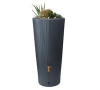 4rain Réservoir LINUS 2en1 220 L graphite avec robinet PE imitation laiton et bac à plantes intégré