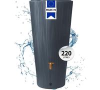 4rain Réservoir LINUS 2en1 220L graphite avec robinet PE imitation laiton et bac à plantes intégré - Durable et design pour votre jardin