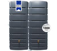 4rain Réservoir Mural Ensemble SLIM 1000 L, gris graphite 2 x SLIM 500 L, in onnecteur