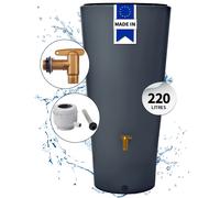 4rain Réservoir VASO 2en1 220 L, gris graphite incl. robinet de vidange en plastique et raccord de descente
