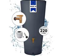 4rain Réservoir VASO 2en1 220 L, gris graphite incl. robinet de vidange en plastique et raccord de descente